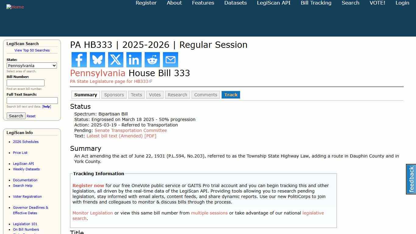 PA HB333 2025-2026 Regular Session LegiScan