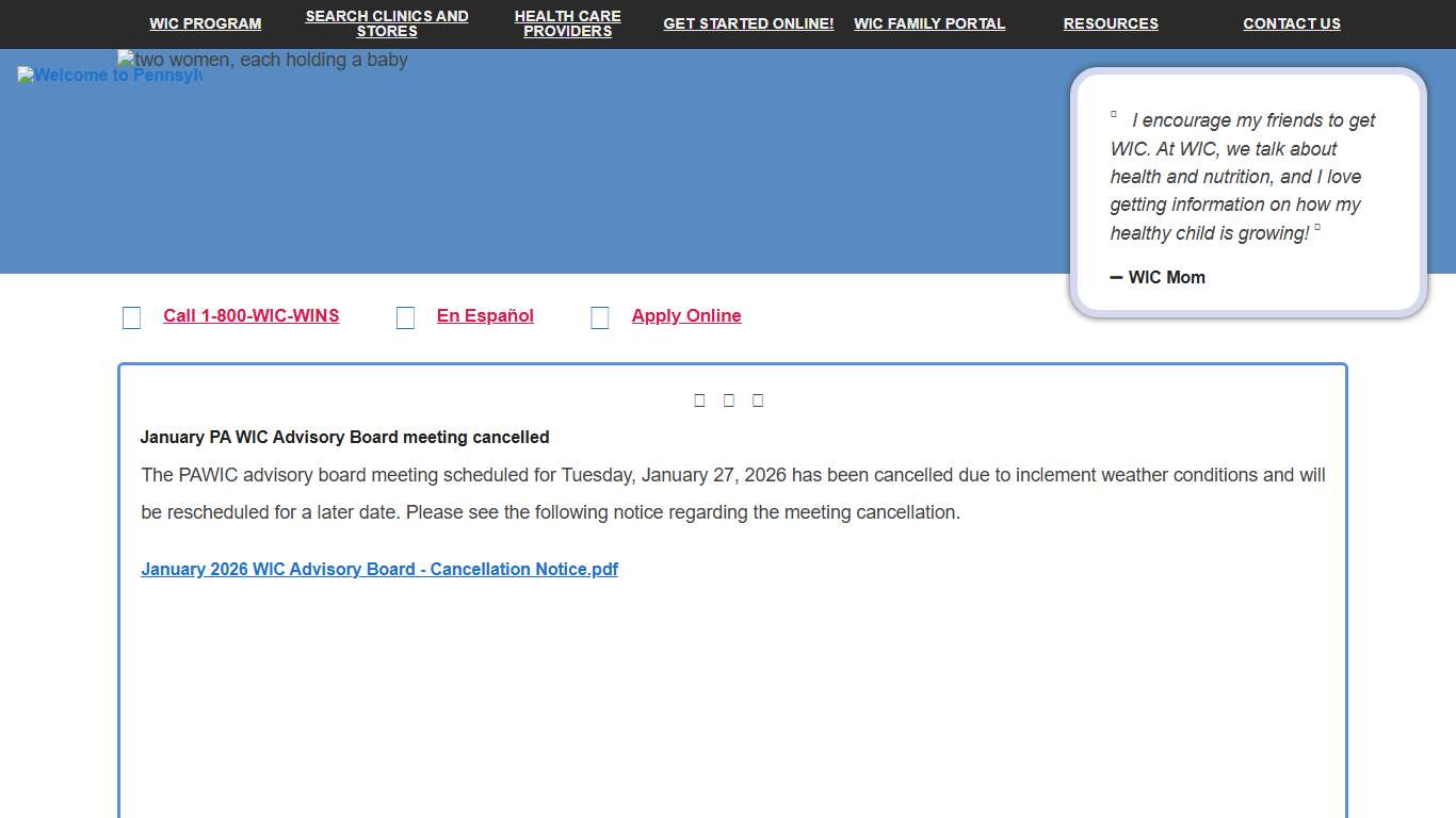 Welcome to Pennsylvania WIC