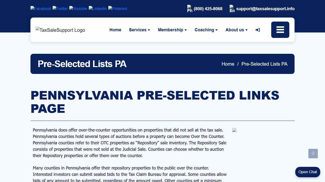 Pre-Selected Lists PA