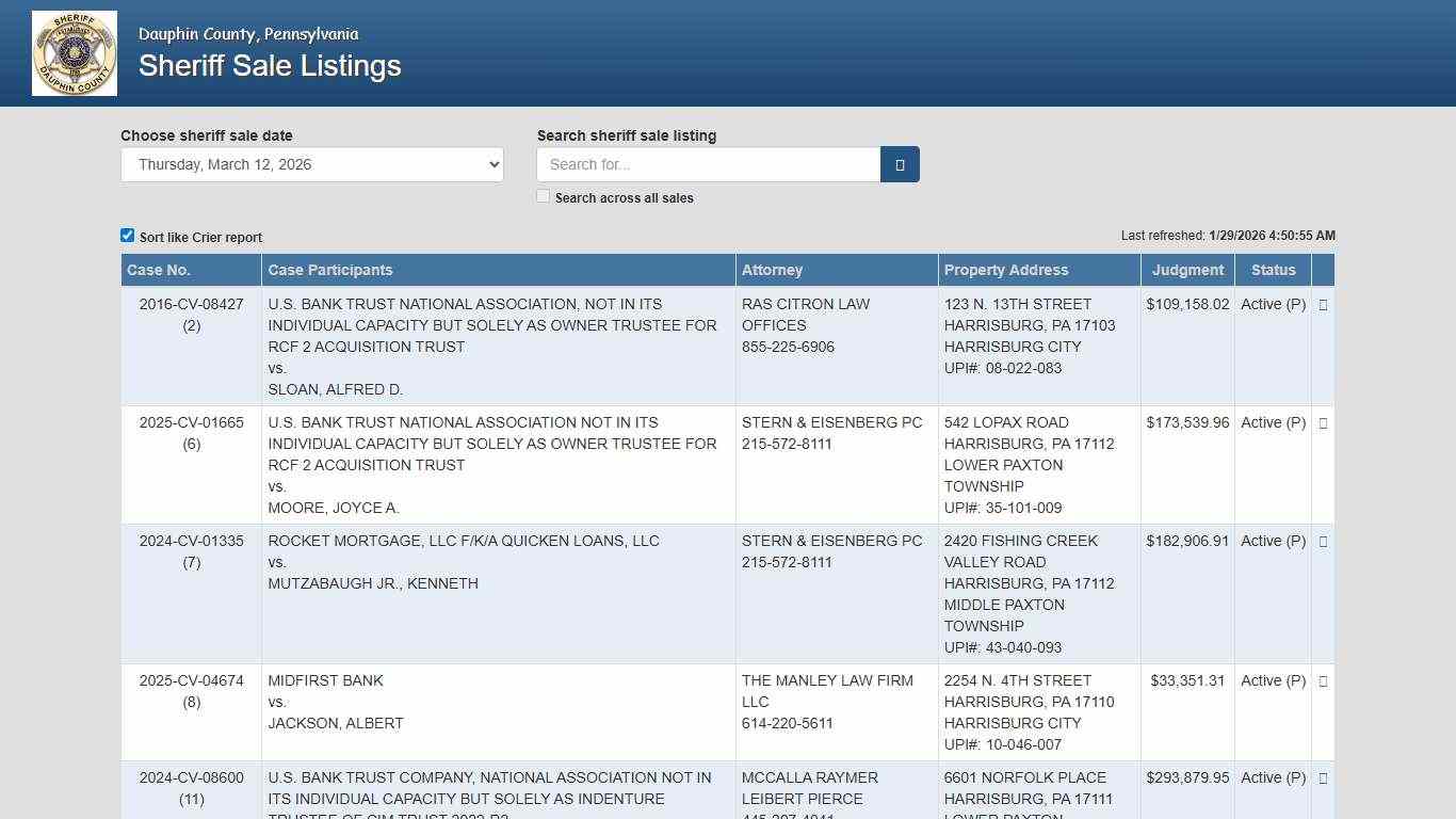 Sale Listings - Sheriff