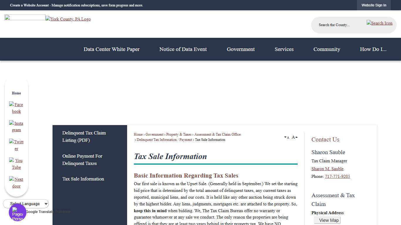 Tax Sale Information York County, PA